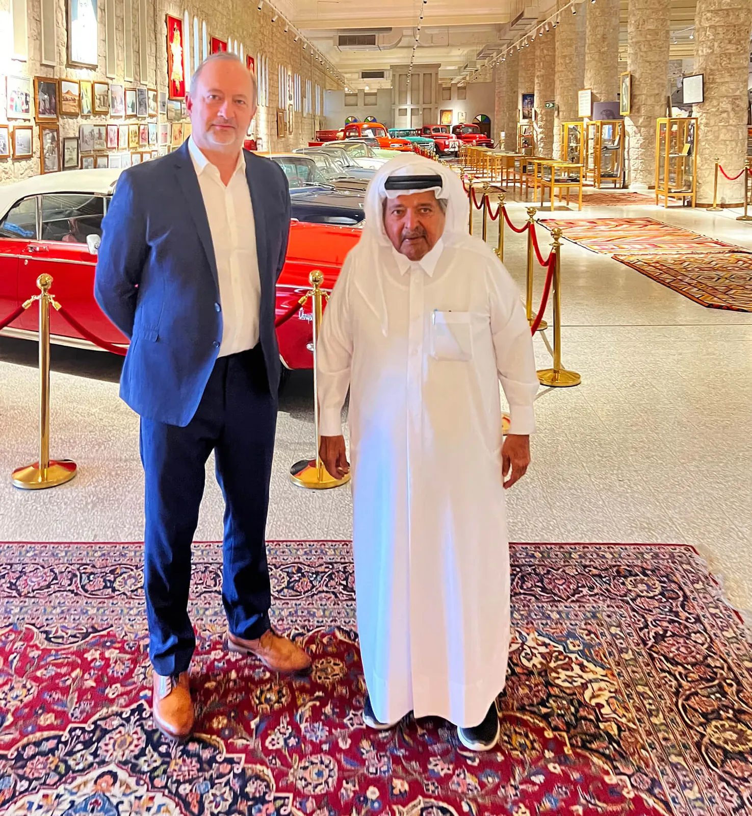 Sheikh Faisal Bin Qassim Al Thani with Edwin Vo&ucirc;te, owner of Art Gallery Vo&ucirc;te, inside the museum